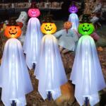 Homeleo Halloween napelemes szellem-tök dekoráció kültéri - fehér - 4 db
