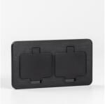 Brilagi - Priză dublă încastrată pentru bucătărie INBOX IP55 neagră dreptunghiulară (BG3315A)