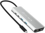 j5create JCD403-N, USB C-típus, HDMI, RJ-45, USB 3.2 Gen 2 (3.1 Gen 2) Type-A, USB 3.2 Gen 2 (3.1 Gen 2) Type-C, 10000 Mbit/s, 3840 x 2160, 7680 x 4320, 7680 x 4320 pixelek, Szürke (JCD403-N)