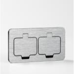 Brilagi - Priză dublă încastrabilă pentru bucătărie INBOX IP55, crom mat, formă dreptunghiulară (BG1489A)