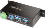 StarTech 5G4AINDRM-USB-A-HUB, USB 3.2 Gen 1 (3.1 Gen 1) Type-B, USB 3.2 Gen 1 (3.1 Gen 1) Type-A, 5000 Mbit/s, Fekete, Fém, Biztosított áramellátás, Státusz (5G4AINDRM-USB-A-HUB)