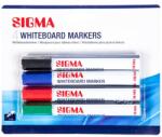  Marker SIGMA pentru tablă albă, mix de culori, 4 buc