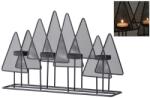 Svícen Suport lumânare metalică Advent, în formă de brad, pentru 4 lumânări tip pastilă, 380x90x250mm, negru