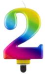  Lumânare - numărul "2" curcubeu 8cm 1 buc