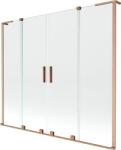 Mexen Velar L Kétrészes, 2-szárnyú toló fürdőszobai paraván 170 x 150 cm, átlátszó, kefe hatású réz - 896-170-003-02-65