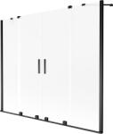 Mexen Velar Duo 2-szárnyas toló fürdőszobai paraván 200 x 150 cm, fagyott, fekete - 896-200-000-32-70