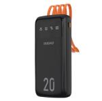 Dudao K6PRO+ аварийно зарядно устройство с Type-C конектор, 20000mAh, LED дисплей + кабел с фиксирани USB/Type-C/Lightning/microUSB конектори, ЧЕРЕН GP-190675 (GP-190675)