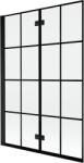 Mexen Mist 2-paneles baloszárny keret bal 120 x 150 cm, fekete rács, fekete - 8A9-120-002-70-77-L