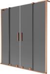 Mexen Velar L Duo kétpaneles, 150 x 150 cm-es eltolható fürdőkádparaván, grafit, csiszolt réz - 896-150-003-42-65