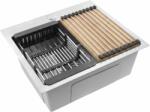  Acél mosogató 3 részes tartozékkészlettel REA Leo 50 Brush Nickel