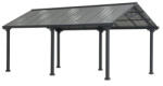  Kerti autóbeálló, Carport, antracit, 610 × 367 cm, porszórt acélszerkezettel, beépített ereszcsatornával, rozsdaálló, időjárásálló kivitelű (2NAB3123)