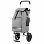  Kerekes bevásárlókocsi, sötétszürke, 55 l, 45 x 41 x 89 cm, 35 kg teherbírású, alumínium vázzal, vízlepergető Oxford anyaggal és hűtőrekesszel (3EXN0083)