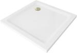 Mexen Flat slim négyzet alakú zuhanytálca 100 x 100 cm, fehér, arany szifonnal - 40101010G