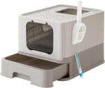 Brius Litiera pisici cu capac tava extensibila maxim 15 kg, 54x43x38 cm, design igienic, gri (EZ-PPT001G01)