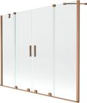 Mexen Velar Duo fürdőkád paraván, 2-szárnyú, toló 170 x 150 cm, átlátszó, kefe hatású réz - 896-170-000-02-65