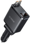 ORICO Twin Reach 45W USB-A + USB-C autós töltő két behúzható USB-C kábellel - fekete
