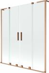 Mexen Velar L Duo 2 szárnyas tolóajtós fürdőszobai paraván 150 x 150 cm, átlátszó, kefe bronz színű - 896-150-003-02-65