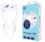 3mk Protection 3mk Autós Töltő 20W PD3.0 QC 3.0 USB 1A1C - Fehér