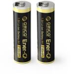 ORICO Ener-G EG5C Lítium Akkumulátor 1.5V 2100mWh AA USB-C Újratölthető Akkumulátor Töltőkábellel 2 db