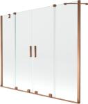Mexen Velar Duo kétrészes, toló fürdőkád paraván 180 x 150 cm, átlátszó, rózsaarany - 896-180-000-02-60