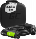 Green Cell 5m 3, 6kW Type 2 EV töltőkábel elektromos és Plug-In Hybrid autókhoz, Audi, BMW, Porsche, Tesla, stb. , 16A, fekete (Green Cell - EV13)