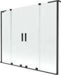 Mexen Velar L Duo kétszárnyú, toló rendszerű fürdőkád válaszfal 180 x 150 cm, átlátszó, fekete - 896-180-003-02-70
