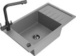 Mexen Elias gránit egymedencés mosogató csepegtetővel és Duero konyhai csapteleppel, szürke - 6511-71-671600-70-B