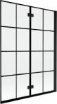 Mexen Mist kádparaván 2-szárnyas jobb 130 x 150 cm, fekete rács, fekete - 8A9-130-002-70-77-P