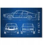 SteelPoster Fém poszter Skoda 130 Rs Autó-Motor Patent Tech 42 x 59, (plakat dekoracyjny, metalowa tablica, szyld)