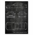 SteelPoster Fém poszter Bmw 5 Limousine Slate Tábla Tepsi 22 x 31 cm +ajándék (plakat dekoracyjny, metalowa tablica, szyld)