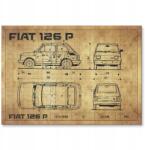 SteelPoster Fém poszter Fiat 126p drawing Tábla 30 x 42 cm +ajándék (plakat dekoracyjny, metalowa tablica, szyld)