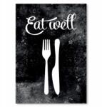 SteelPoster Fém poszter Eat well black Tábla Tepsi 22 x 31 cm +ajándék (plakat dekoracyjny, metalowa tablica, szyld)