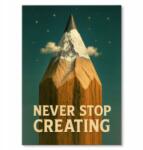 SteelPoster Fém poszter Never stop creating! Motiváció művésznek 22 x 31 cm +ajándék (plakat dekoracyjny, metalowa tablica, szyld)
