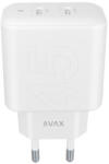  AVAX CH602W SPEEDY+ GaN 2×USB-C 45W hálózati gyorstöltő, fehér (AVAX CH602W) - bstrade