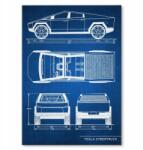 SteelPoster Fém poszter Tesla Cybertruck Tech Tábla Tepsi 22 x 31 cm +ajándék (plakat dekoracyjny, metalowa tablica, szyld)