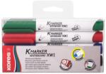 Kores Tábla- és flipchart marker készlet, 3 mm, kúpos, KORES ˝K-Marker XW1˝, 4 különböző szín