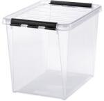 SMARTSTORE Műanyag tárolódoboz, 25 liter, fekete fogantyúkkal, SMARTSTORE ˝Classic 16˝, átlátszó