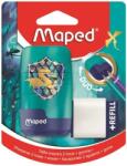 Maped Hegyező és radír, kétlyukú, tartályos, pótradírral, MAPED ˝Connect Dragon˝, sárkány