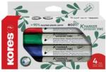 Kores Tábla- és flipchart marker készlet, 3 mm, kúpos, KORES ˝ECO K-Marker XW1˝, 4 különböző szín