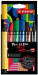 STABILO Filctoll készlet, 1-5 mm, vágott hegy, STABILO ˝Pen 68 MAX˝, 6 különböző szín