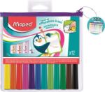 Maped Táblamarker készlet, 1, 5 mm, kimosható, fehértáblához, MAPED ˝Marker`Peps˝, 12 különböző szín