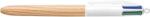 BIC Golyóstoll, 0, 32 mm, nyomógombos, négyszínű, BIC ˝4 Colours Wood Effect˝
