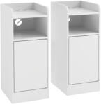HOMCOM Set 2 Noptiere pentru Dormitor cu Dulap și Raft Deschis, Alb | Aosom Romania (83D-247V90WT)