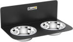 PawHut Bol pentru câini reglabil pe înălțime montat pe perete cu 2 x 800ml boluri din oțel inoxidabil 42 x 23, 5 x 14 cm Negru | Aosom Romania (D08-091V00BK)
