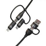 USAMS Adatkábel 2 az 1-ben, Usams U85, Nylon, USB-C - USB, Gyorstöltés, 1, 2 m, Fekete