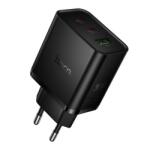 hoco. N75 мрежово зарядно устройство с USB+2 Type-C изхода, 65 W, PD 3.0 за бързо зареждане, ЧЕРНО (N75_B)