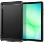 Spigen Samsung Tab A11 Plus LTE - Husa de protecție din silicon SPIGEN RUGGED ARMOR, rezistentă la șocuri, cu model carbon, NEGRU (ACS10463)