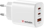 Verbatim Încărcător VERBATIM GaN Essentials 65W, 2xUSB-C, 1xUSB-A, alb (32353)