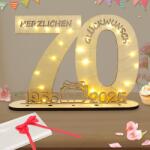 Seutgjie Dekoratív 70. Születésnapi Fa Vendégkönyv LED Fényekkel - Egyedi Ajándék Férfiaknak és Nőknek - Évfordulós Asztali Dekoráció