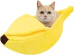 Xshelley Banán Alakú Macska Ágy - Puha Plüss Kisállat Fekhely Kiscicáknak és Kiskutyáknak - Meleg Bújófészek 6 kg Alatti Háziállatoknak (68